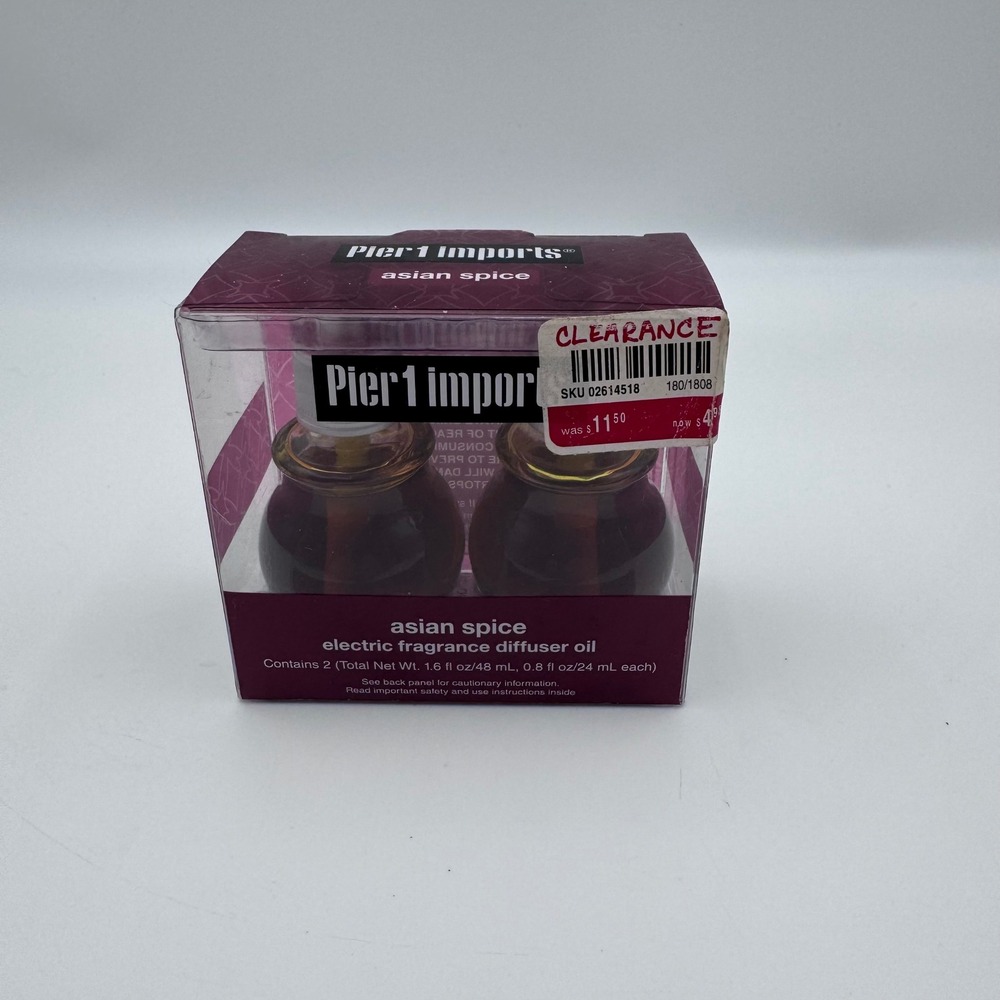 Pier 1 Imports Asian Spice Electric Fragrance Diffuser Oil Refills 2 Pack 1.6oz